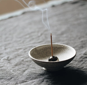 Sacred Elephant Cloud incense holder from above showing dish design