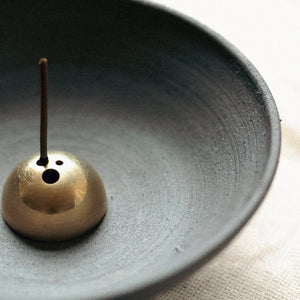 Sacred Elephant Deep Purple incense holder detail showing glaze texture