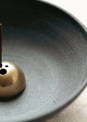 Sacred Elephant Deep Purple incense holder detail showing glaze texture